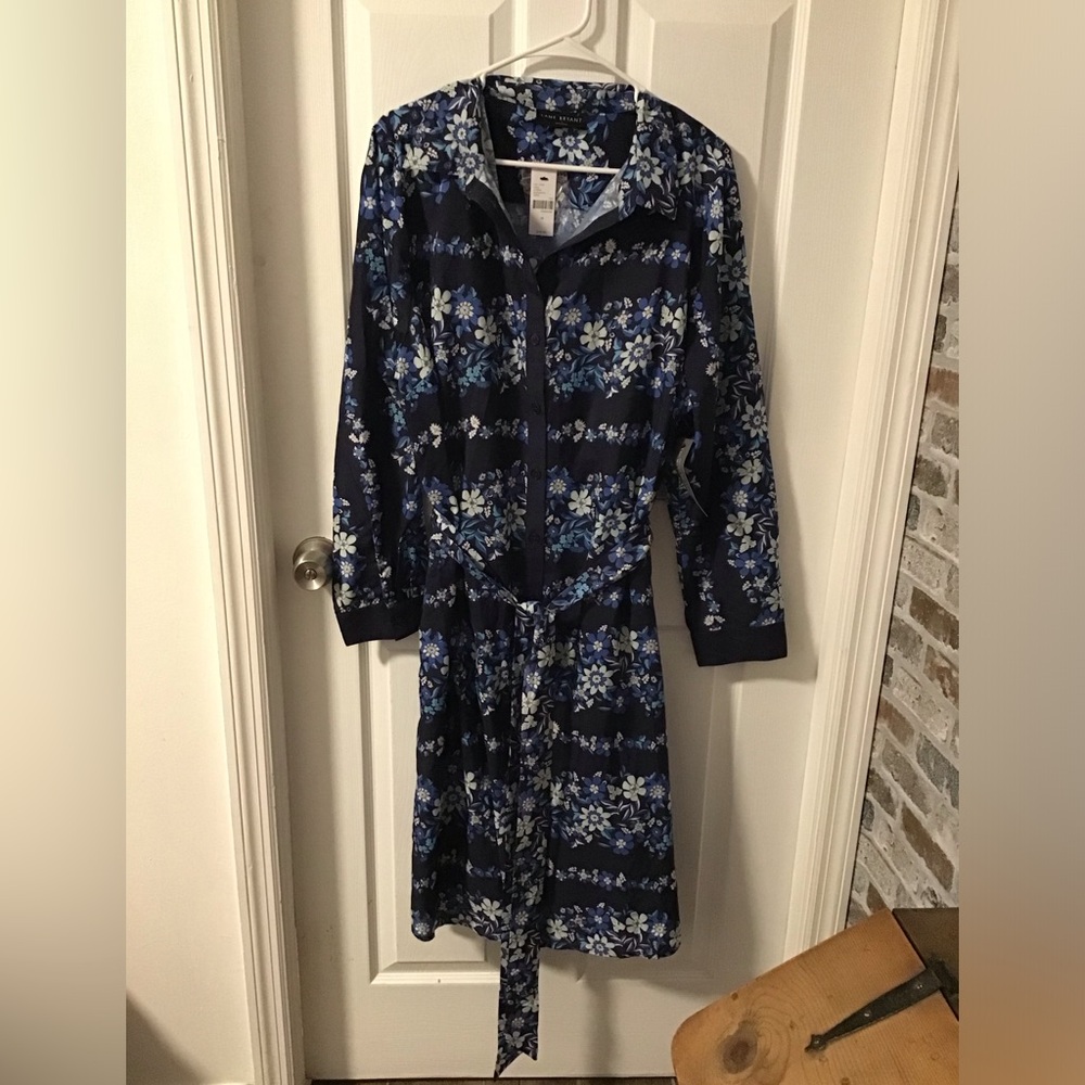 NWT!  Lane Bryant Navy Floral Long Sleeve Dress